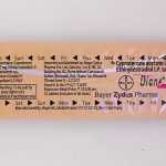 ダイアン35錠の背面図のブリスター