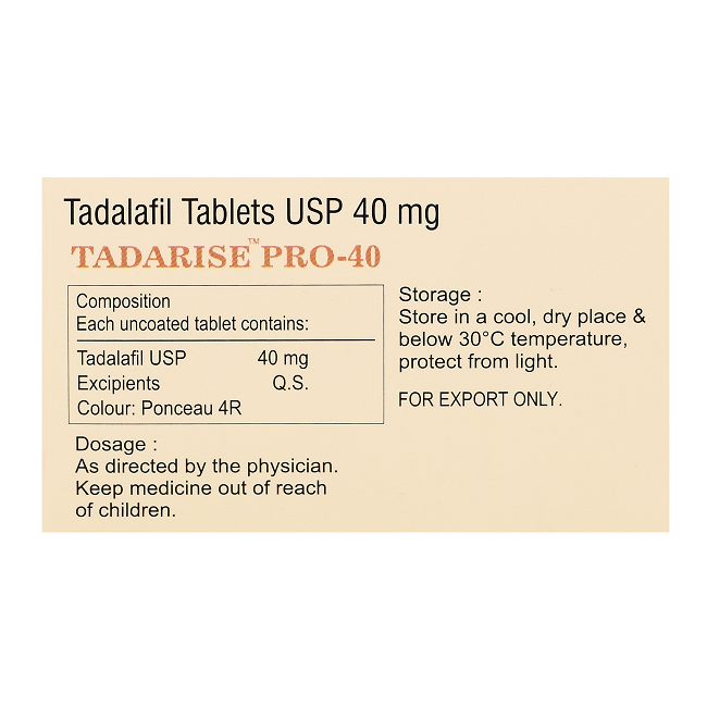 タダライズ プロ 40mg（Tadarise Pro）箱裏側